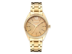 Reloj Hombre De Números Romanos Impermeable De Acero Inoxidable Con Correa De Cuarzo Oro
