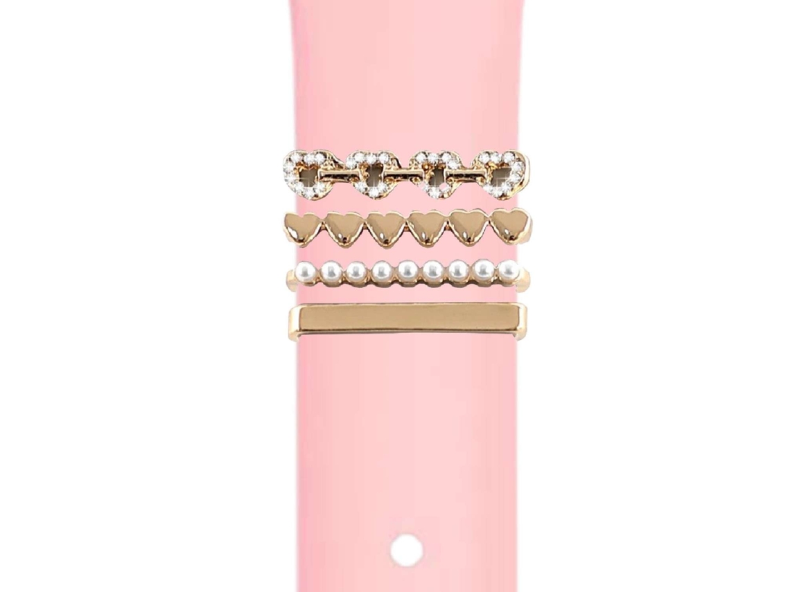 Correa Ticwatch Pro 3 Gps Pulsera con Adorno Corazones Rosa