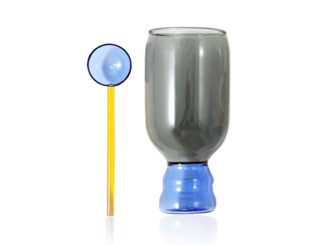 Vaso de Postre de Vidrio con Cuchara, para Helado, Zumos y Ensaladas JEIIBRZUI