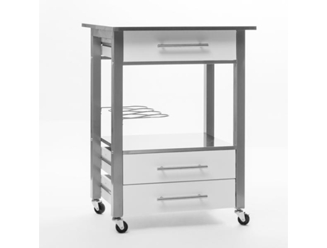 Excellent Houseware Carrito de cocina de MDF blanco