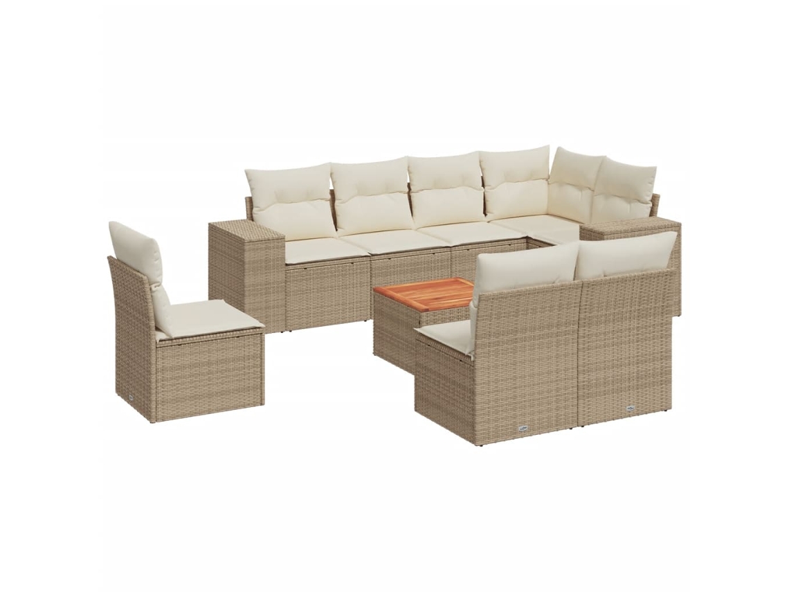 Maison Exclusive - Set De Sofás De Jardín 9 Pzas Con Cojines Ratán Sintético Beige