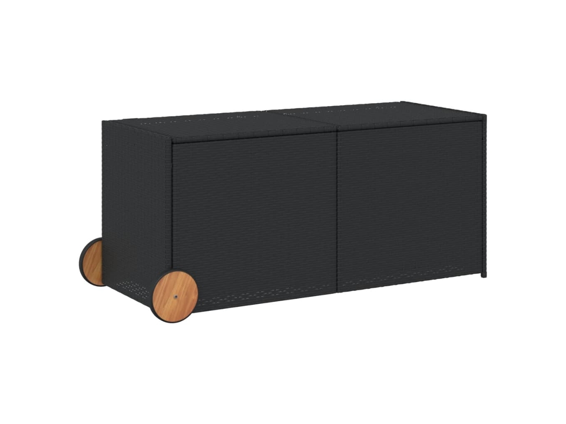 Caja de almacenamiento de jardín con ruedas MAISON EXCLUSIVE Patas de mimbre Negro (283 l)