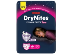 Pañales Huggies Drynites para niñas, tallas de 48 a 60 kg, mayores de 13 años.