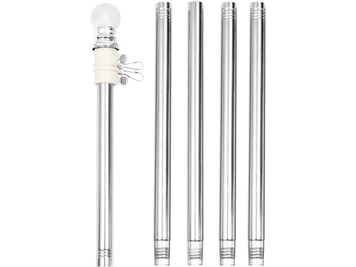 Mástil De Acero Inoxidable De 1,83 M (6 Pies), Con Soporte De Pared Y Anillas Giratorias Para El Hogar Y El Jardín. Kit