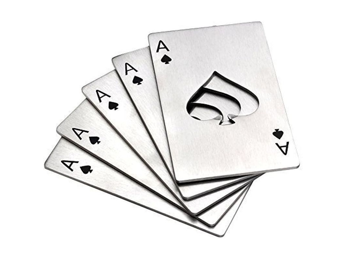 Juego De 5 Abridores De Botellas Y Tarjetas De Crédito De Acero Inoxidable, Color Plata, Ideales Para Fiestas Y Regalos.