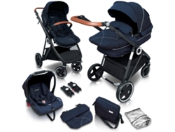 Carrito De Bebé 3 En 1 Babygo Halime Blue (chasis Negro)