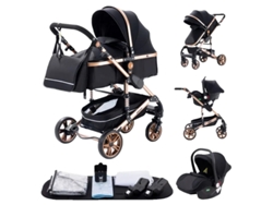 Cochecito de bebé, diseño multifuncional, fácil de plegar, H739 Negro Dorado