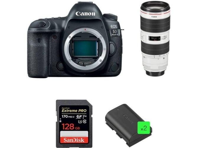 Kit Cámara Reflex CANON EOS 5D Mark IV + EF 70-200mm f/2.8L IS III USM + SanDisk 128GB + 2 LP-E6N