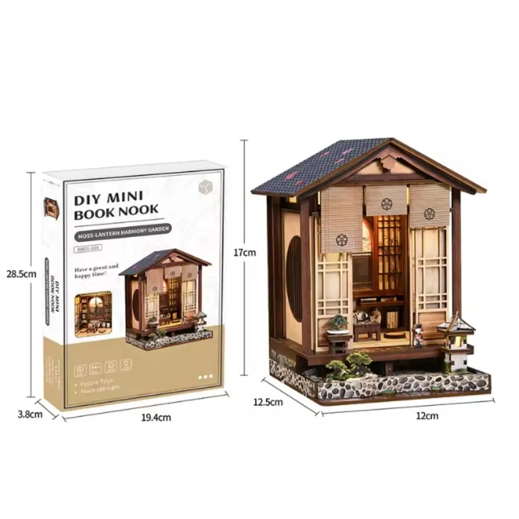 Kit De Maqueta En Miniatura Para Casa De Muñecas De Estilo Japonés, Jardín De Inspiración Zen, Patio Tranquilo, Rincón De Lectura De Madera.