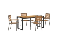 Maison Exclusive - Conjunto De Comedor De Jardín 5 Pcs Gris Y Marrón