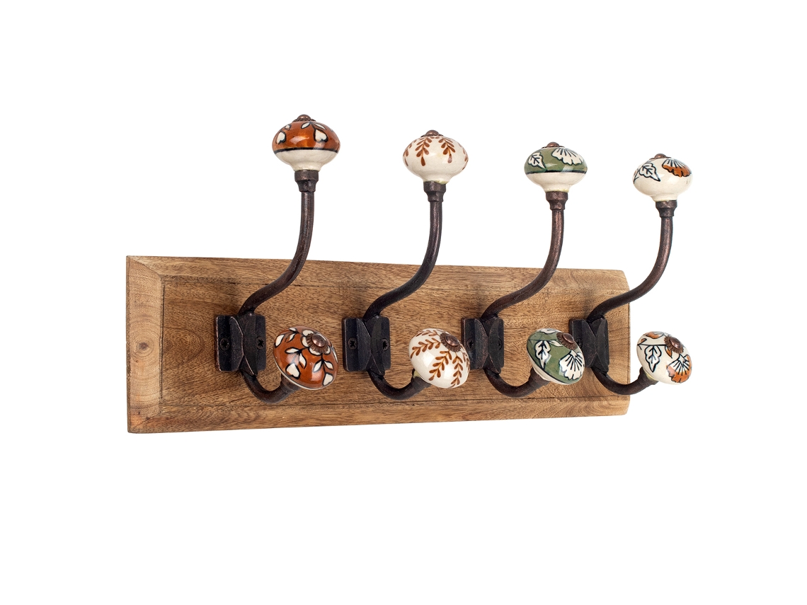 ORIGEN Home Decor Percha 4 Pomos Percheros Marrón 20x45x12cm BY SIGRIS