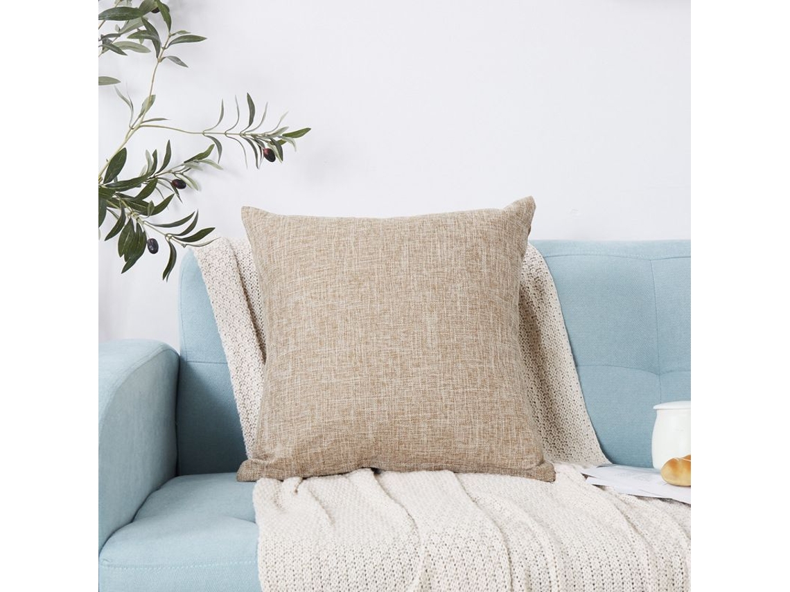 2026-40899-fundas De Almohada Decorativas De Lino 2uds 45x45cm, Café Claro Para Sofá, Sala De Estar, Silla