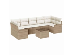 Maison Exclusive - Conjunto De Sofá De Jardín 8 Pcs Beige Y Crema Ratán Sintético
