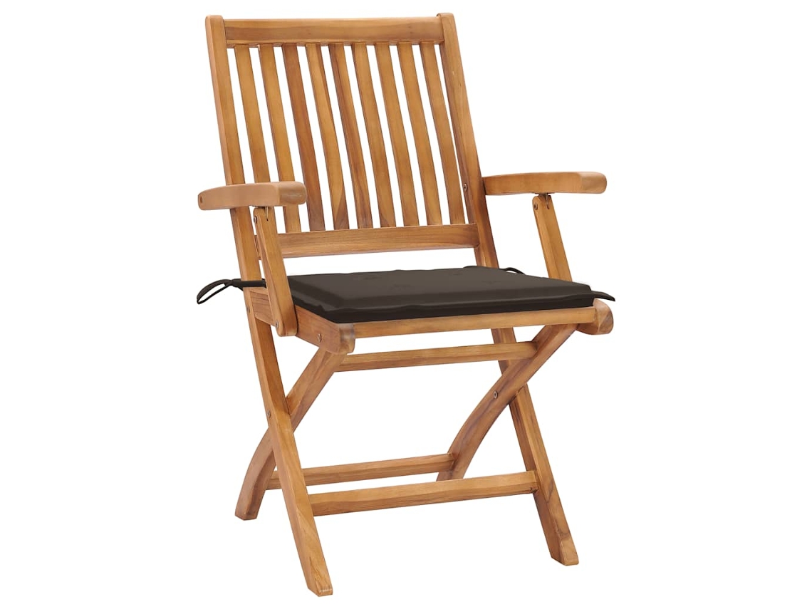 Maison Exclusive - Sillas De Jardín 2 Uds Con Cojines Gris Taupe Madera De Teca