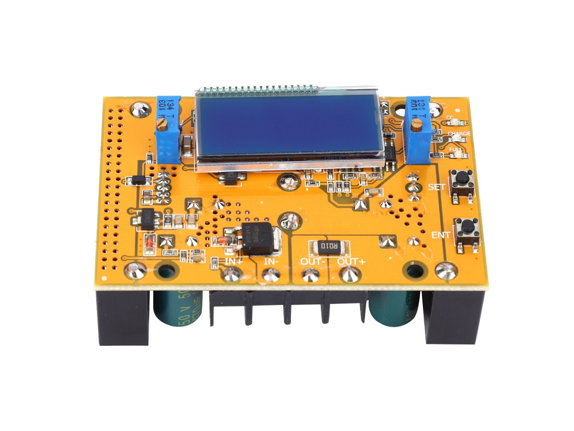 Módulo reductor de voltaje CC con regulación de corriente/voltaje y doble pantalla LCD