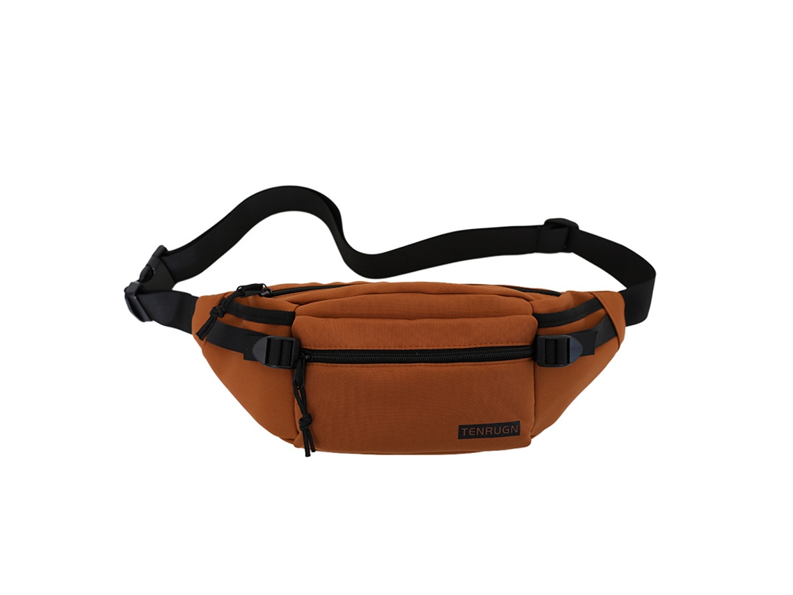 Bolso bandolera/de pecho (marrón), estilo versátil y sencillo, fabricado en tejido de nailon.
