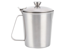 Jarra medidora de café latte de acero inoxidable 304 con tapa y escala de 500 ml