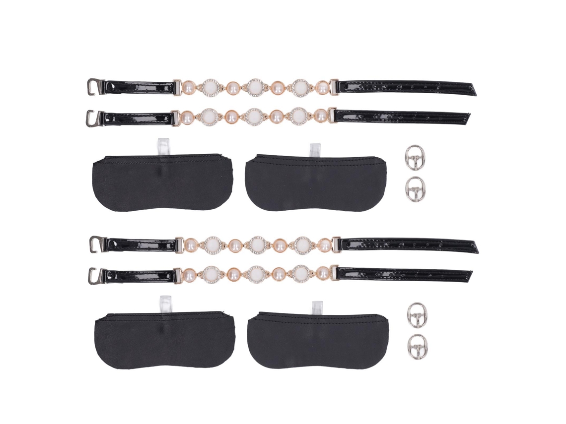 2 pares de cinturones desmontables para tacones altos con cuentas falsas y piedras de strass.