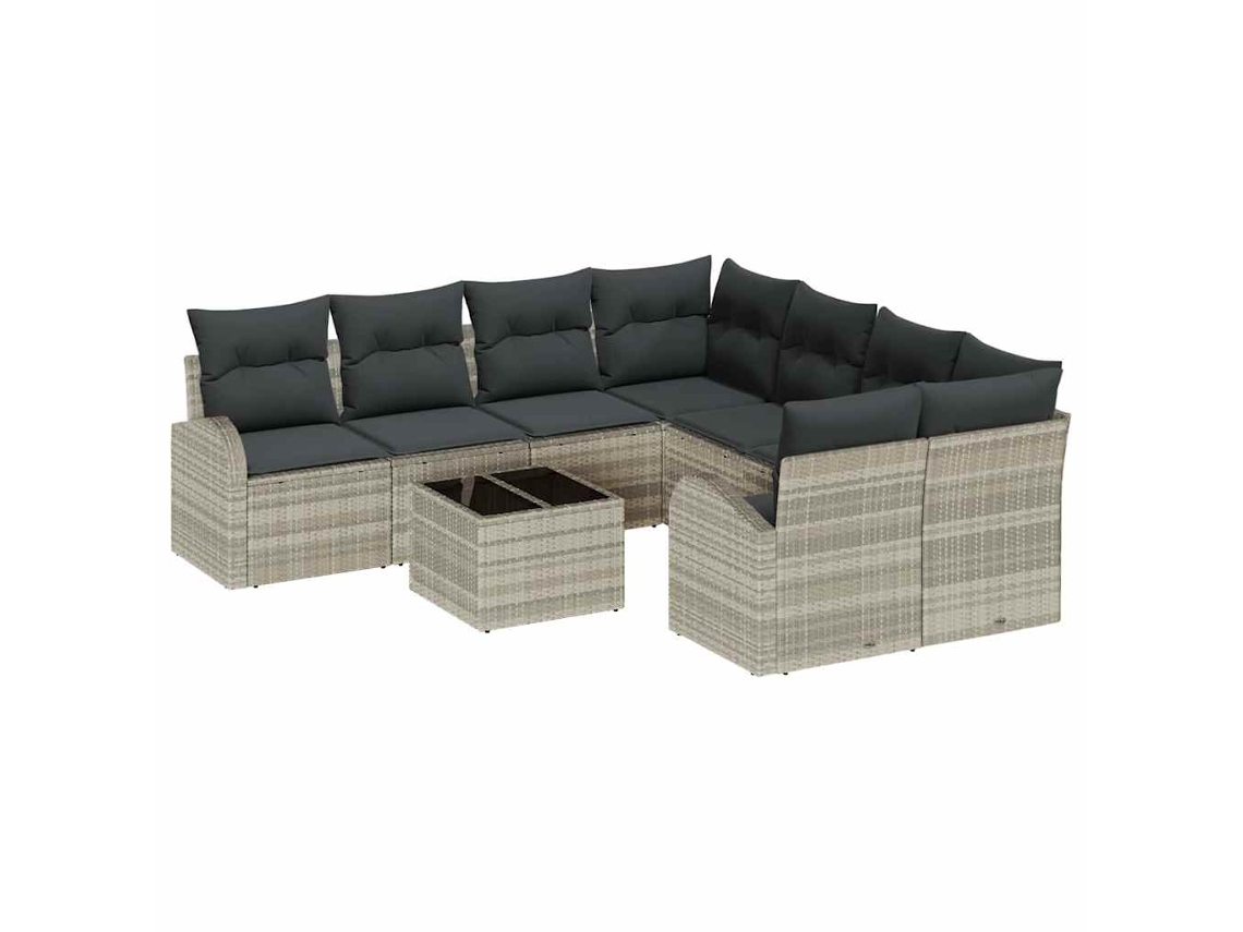 Exclusivo de Maison: juego de sofás de 9 piezas, mimbre gris claro y gris oscuro.