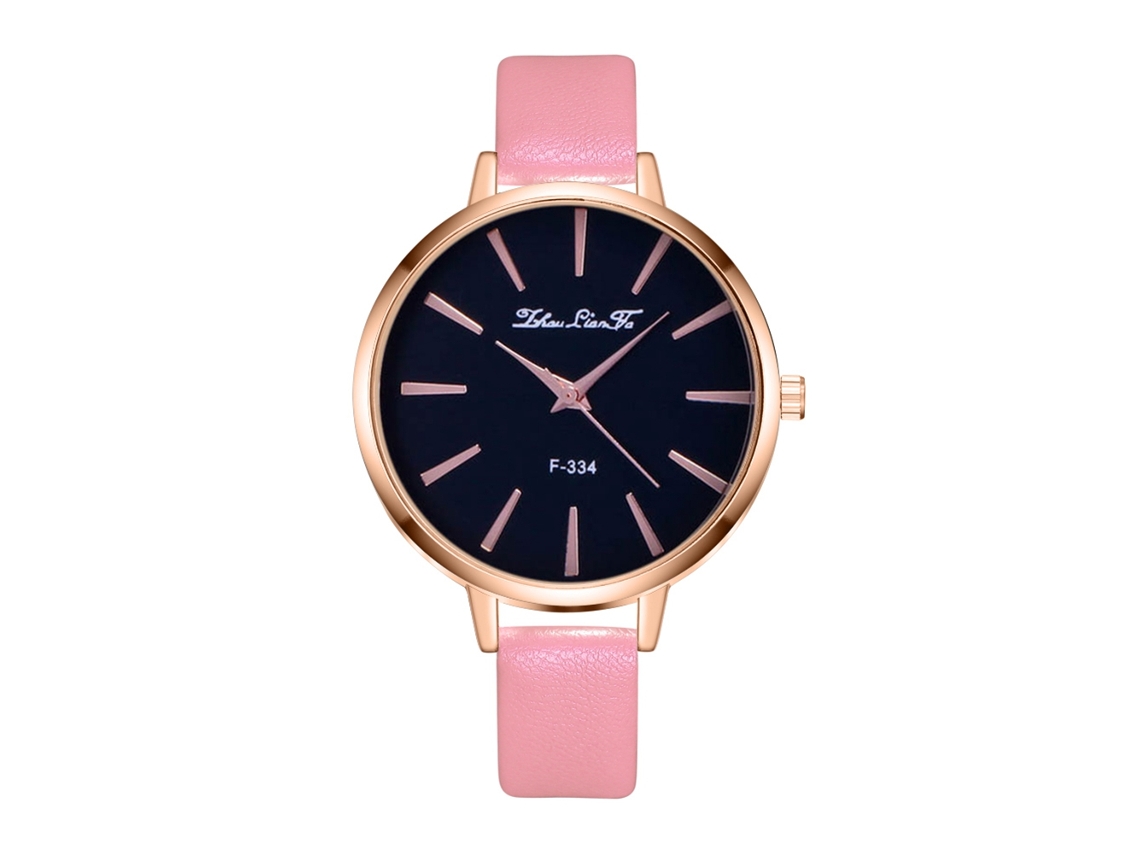 Reloj De Pulsera De Cuarzo Para Mujer Zhoulianfa De Piel Sintética, Estilo Casual Y Moderno, Color Rosa.