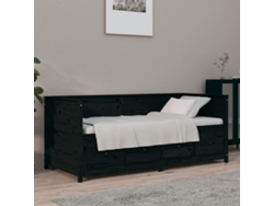 Sofá Cama Madera Maciza De Pino Negro 75x190 Cm
