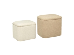 Conjunto de 2 pufs Dani de tela enrollada L 37,5/41,5 cm - Beige - Atmosphera interior Designer