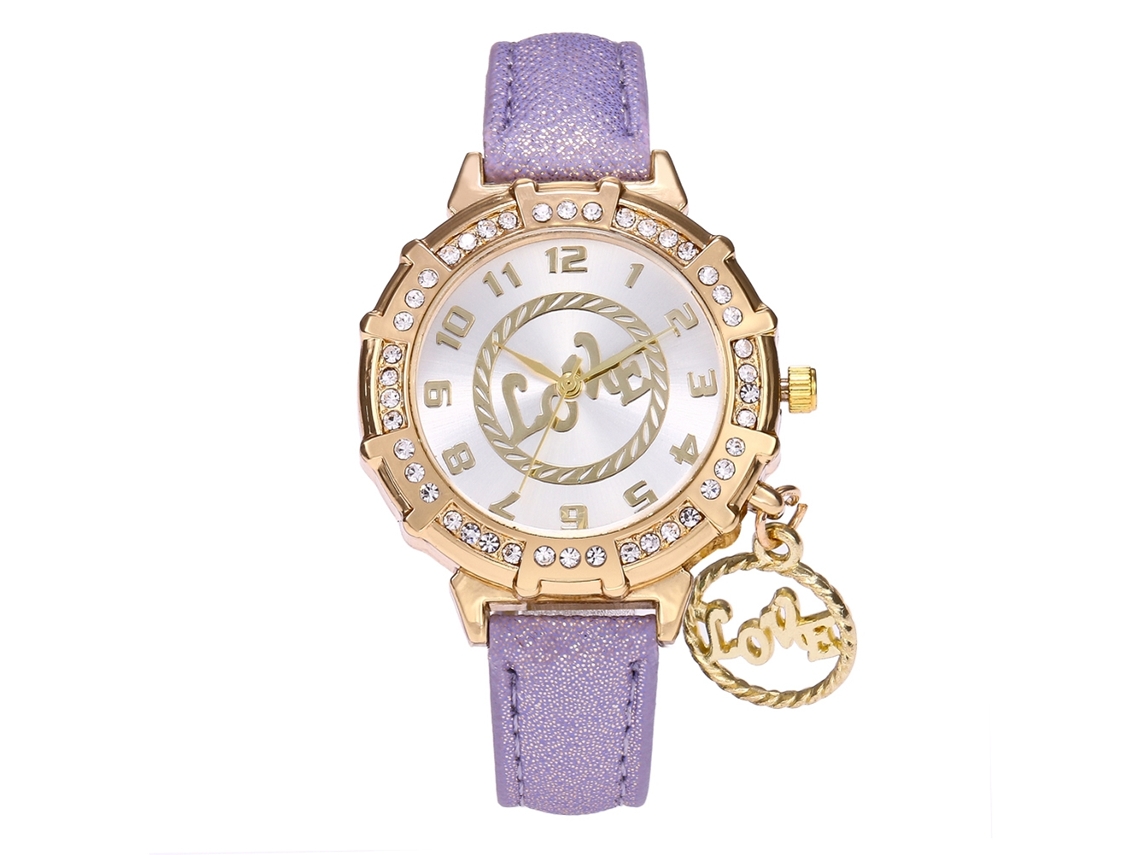 Reloj De Cuarzo Para Mujer Zhoulianfa Con Diamantes De Imitación Y Correa De Piel Sintética Morada.