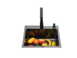 Fregadero de cocina de acero inoxidable con grifo giratorio, color negro OEM