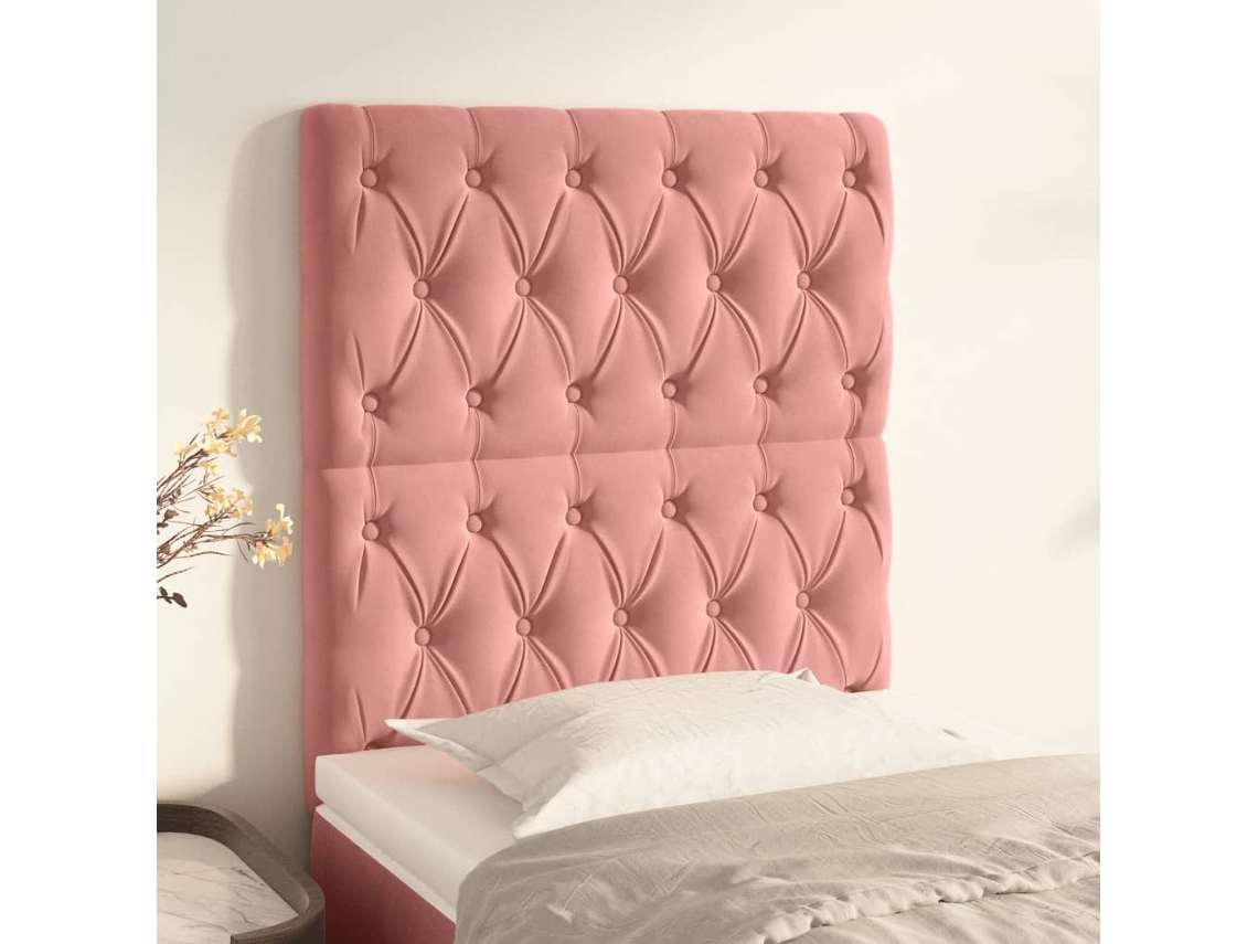 Cabeceros 2 Unidades De Terciopelo Rosa 80x7x78/88 Cm