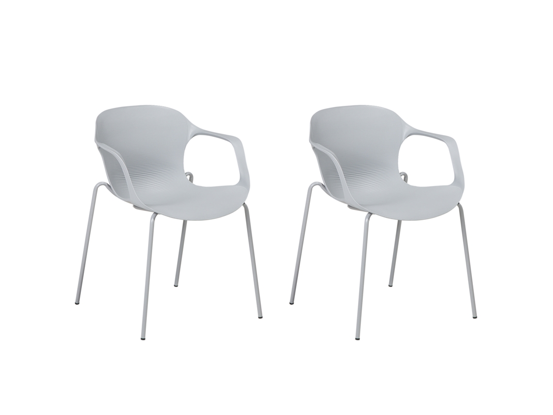 Conjunto de 2 cadeiras de jantar em estilo industrial BELIANI Elbert de Material sintético Cinzento 56x56x75