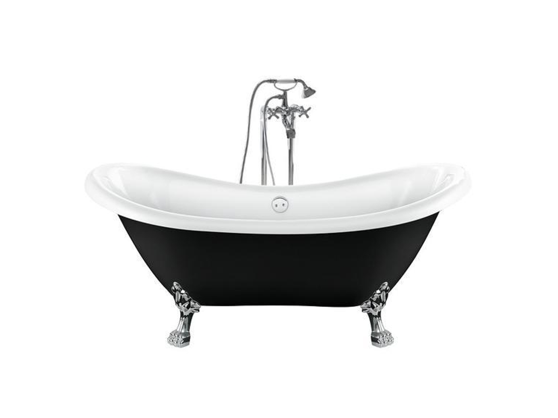Bañera Con Patas Darlington Negra  175 Cm Patas León Cromadas