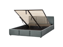 Cama con almacenaje BELIANI Bousse de Terciopelo Gris 171x219x79