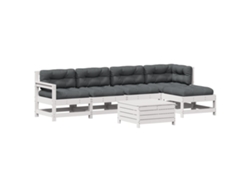 Maison Exclusive - Set Muebles Jardín 6 Pzas Con Cojines Madera Maciza Pino Blanco