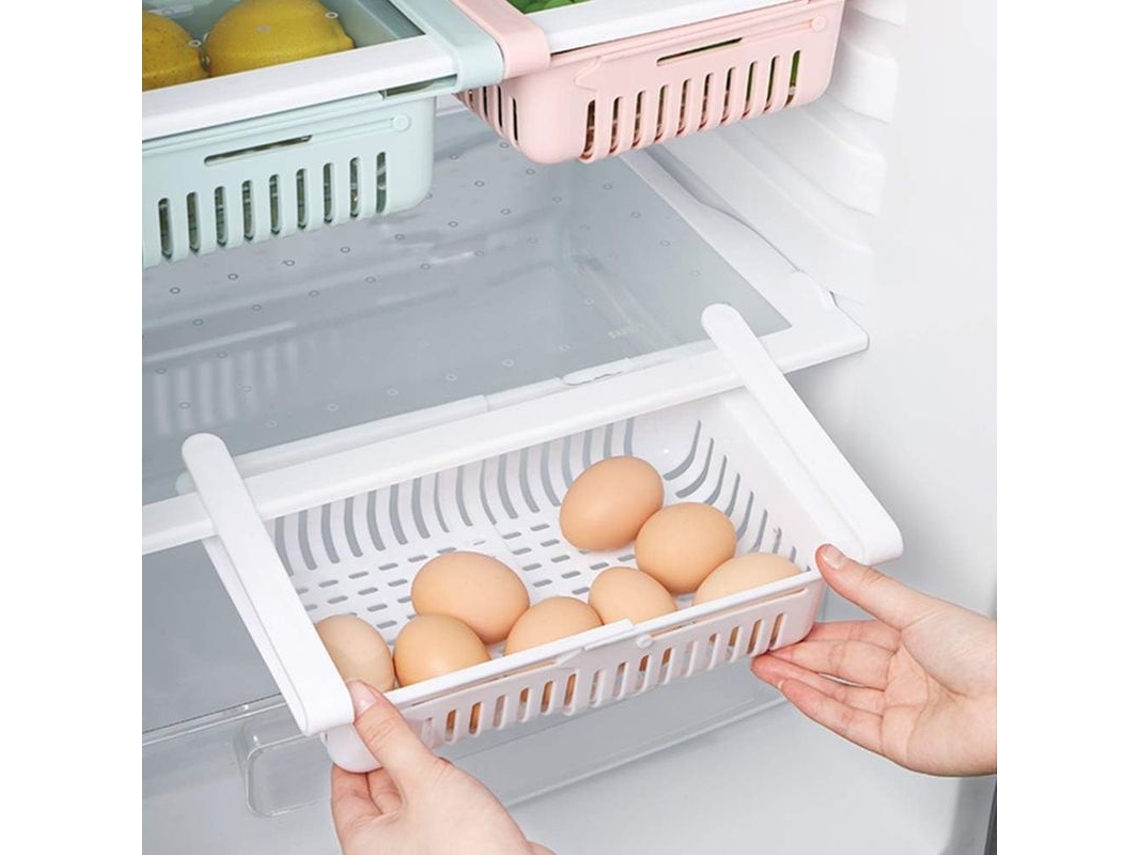 2026da-caja De Almacenamiento Retráctil Para Refrigerador, Contenedor De Conservación De Alimentos, Estante Plástico Blanco, Ajustable
