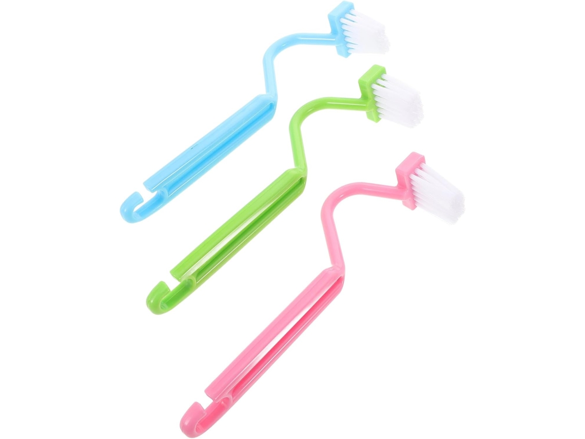 Juego de 3 cepillos de inodoro con diseño curvo en forma de V para limpiar bordes y esquinas, cepillos de plástico para Gokoco