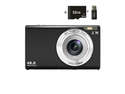 Cámara digital compacta Yizhood de 2,7 k, 48 MP, zoom digital de 16x, tarjeta de 32 GB, color negro