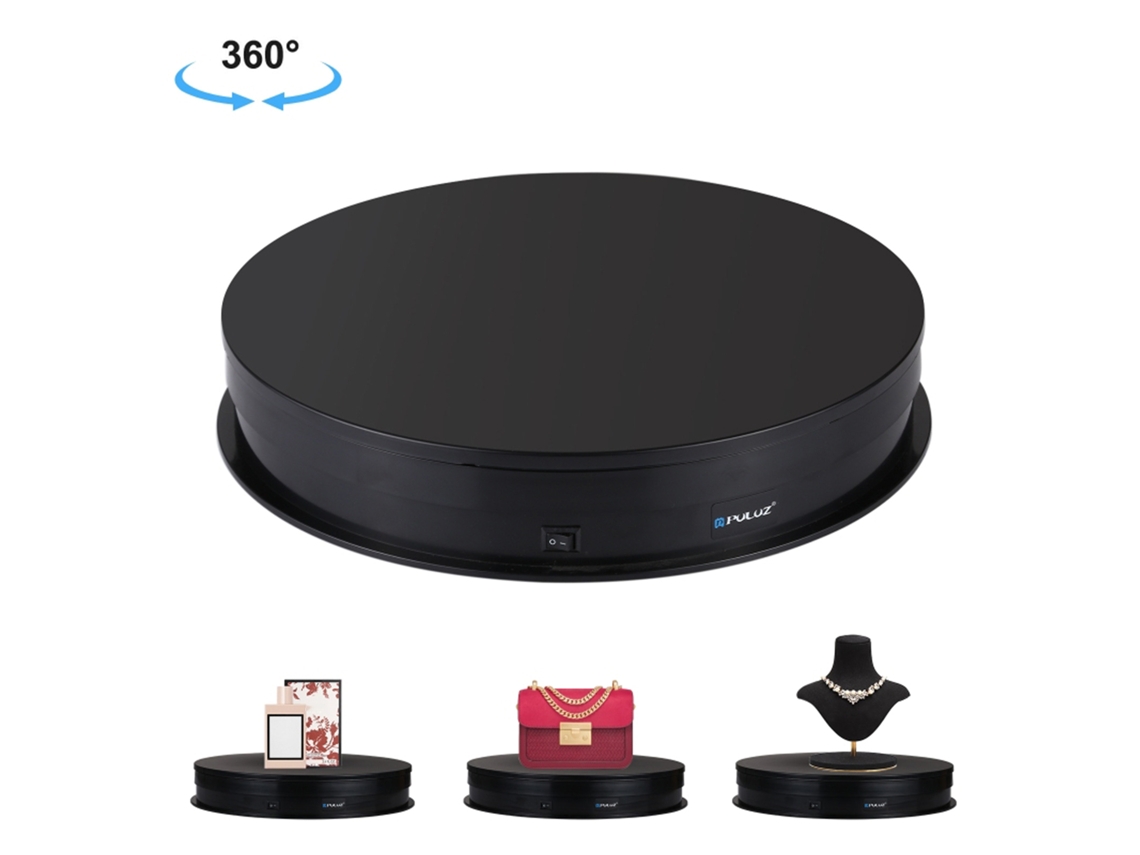 Plataforma giratoria eléctrica de 360 grados para exposiciones y fotografía, soporte universal para joyería y vídeo.