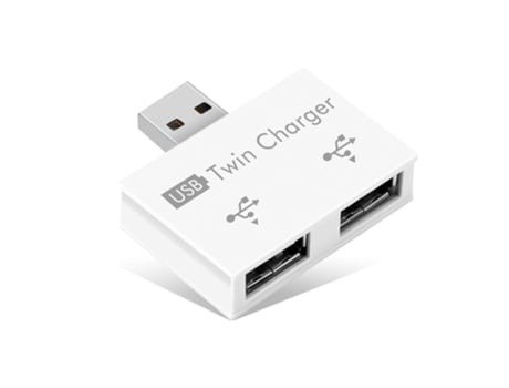 USB 2.0 2 puertos Hub USB portátil 2 puertos Dual USB Macho a hembra Adaptador para computadoras portátiles Computadoras de escritorio (Blanco)