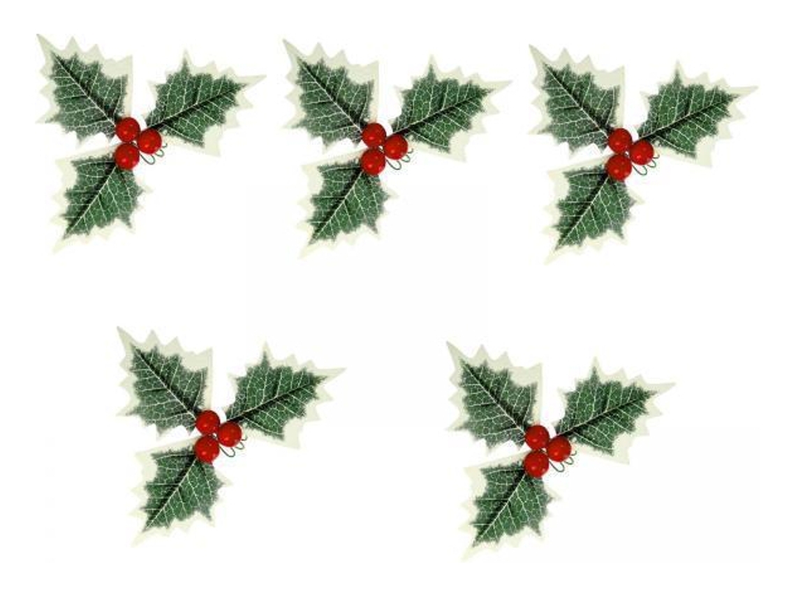 3 x 5 hojas artificiales de bayas navideñas para el hogar (slowmoose)
