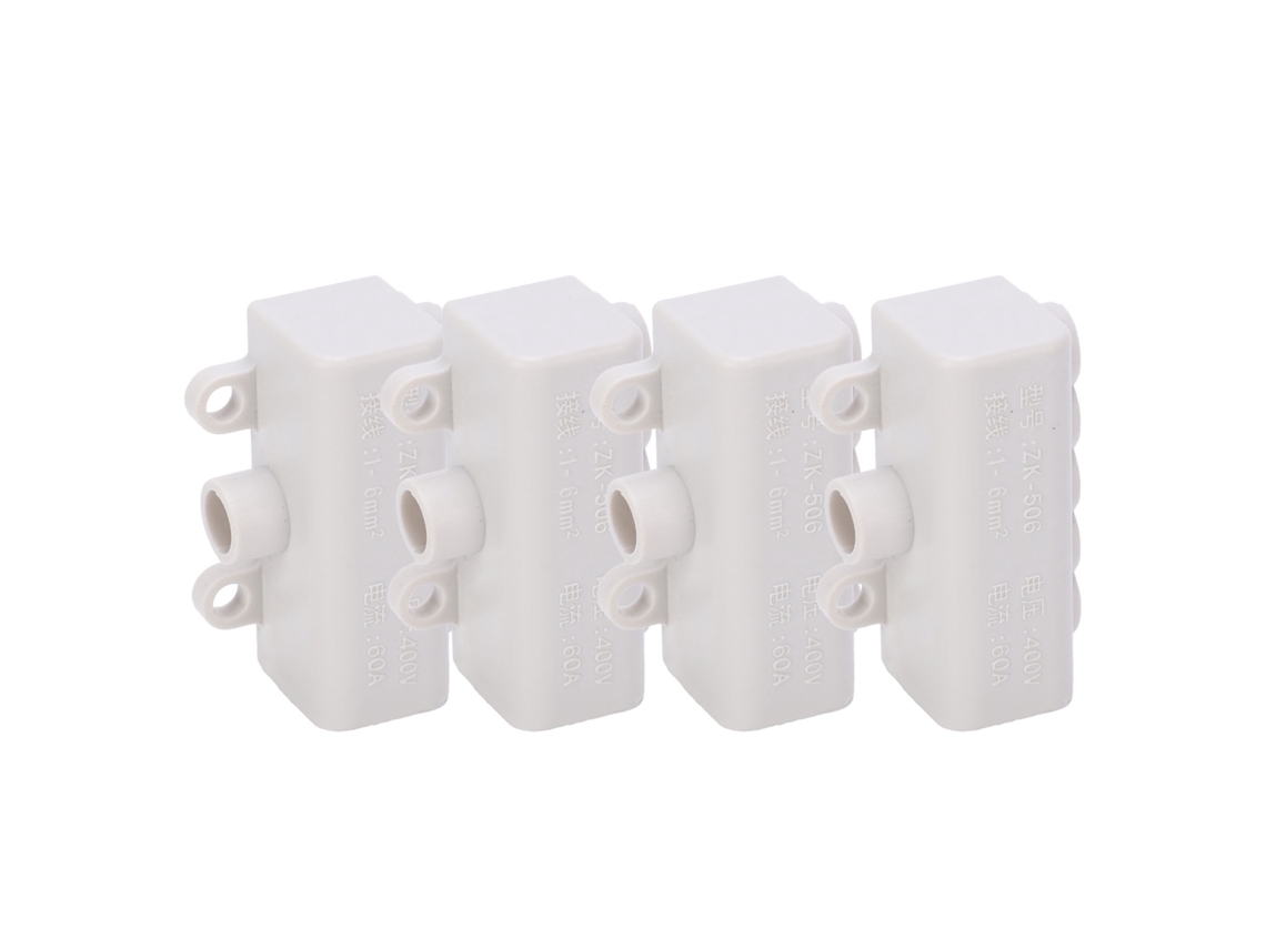 2026-as-4 Piezas Conector de cable en T de alta potencia Divisor principal Bloque de terminales industrial 400 V 60 A 1 entrada 4 salidas Zk-506