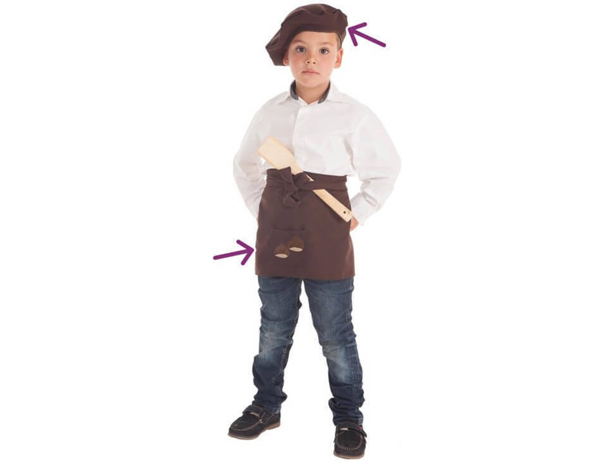 Disfraz de Niño DISFRAZZES Kit De Castañero: Delantal Y Boina (Talla: 11 a 13 años)