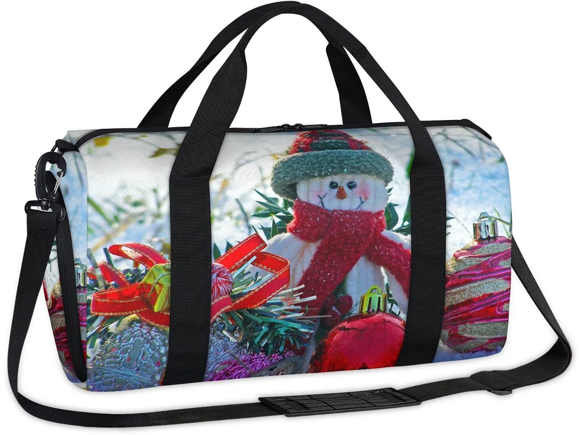 Bolsa Deportiva Diseño Muñeco Nieve E Inscripción Feliz Navidad Bolso Tote Informal Para Niños Niñas Hombre
