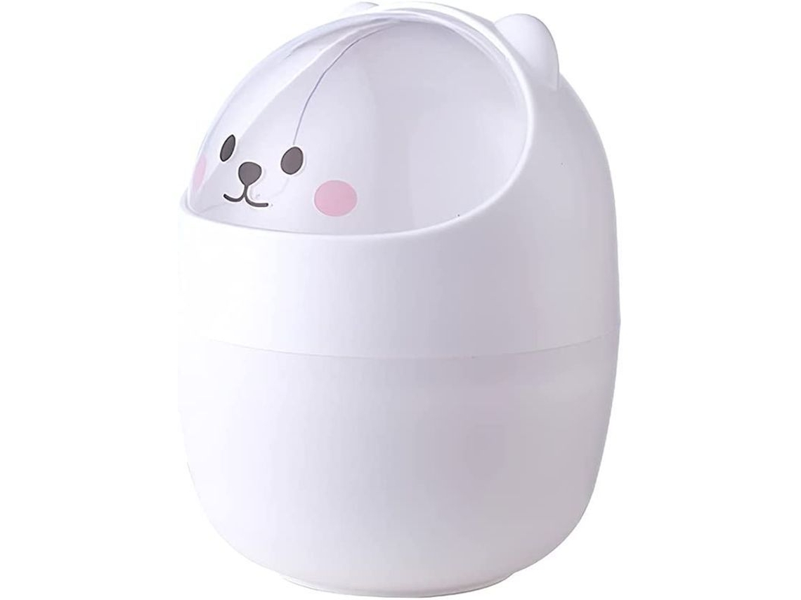 Papelera De Escritorio Con Diseño De Oso Adorable De 4 Litros, Papelera De Dibujos Animados, Mini Papelera Con Tapa Para Oficina, Estudio O Dormitorio.