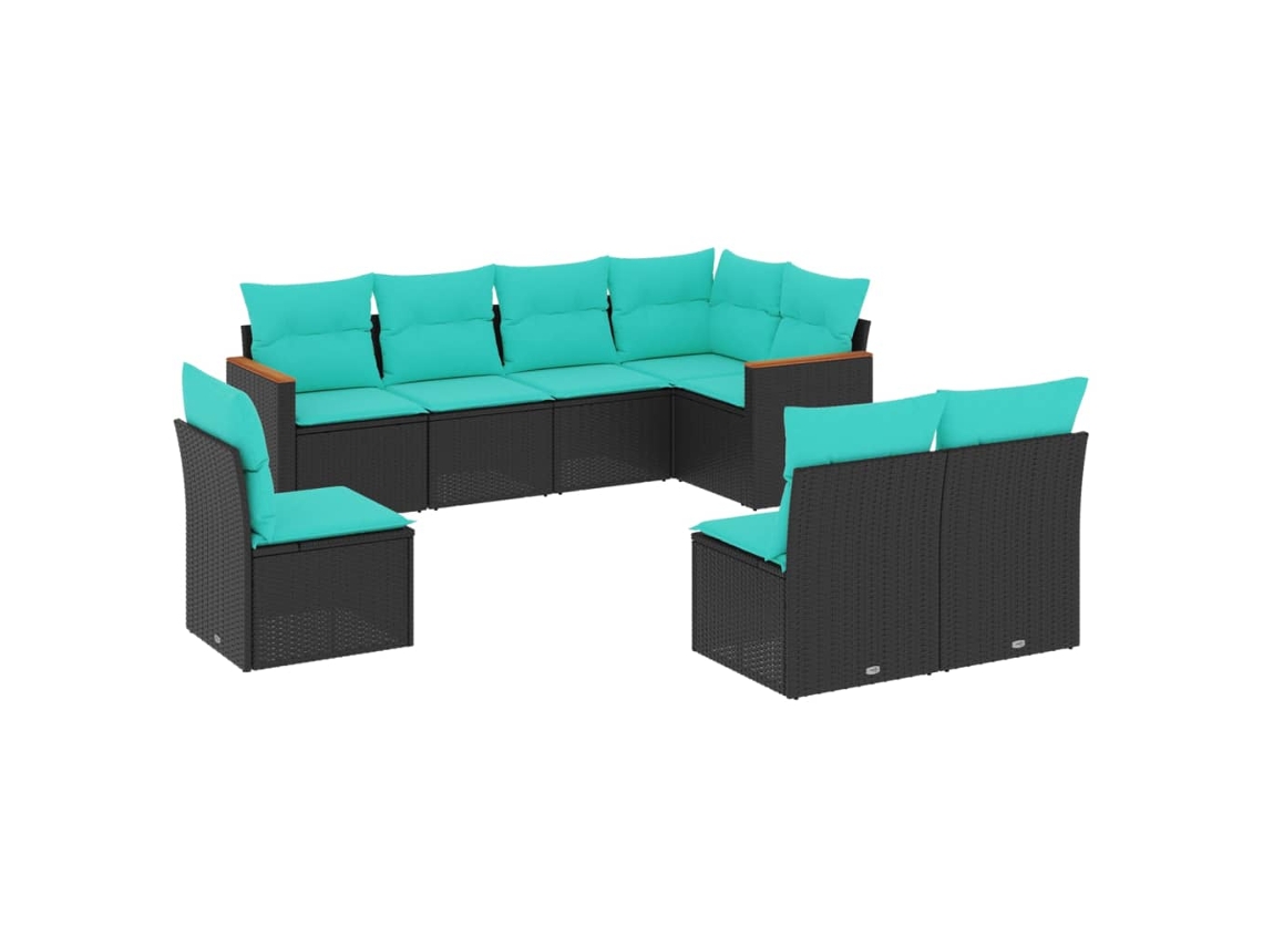 Maison Exclusive - Conjunto De Sofá De Jardín De 8 Piezas Con Cojines, De Poliratán Negro
