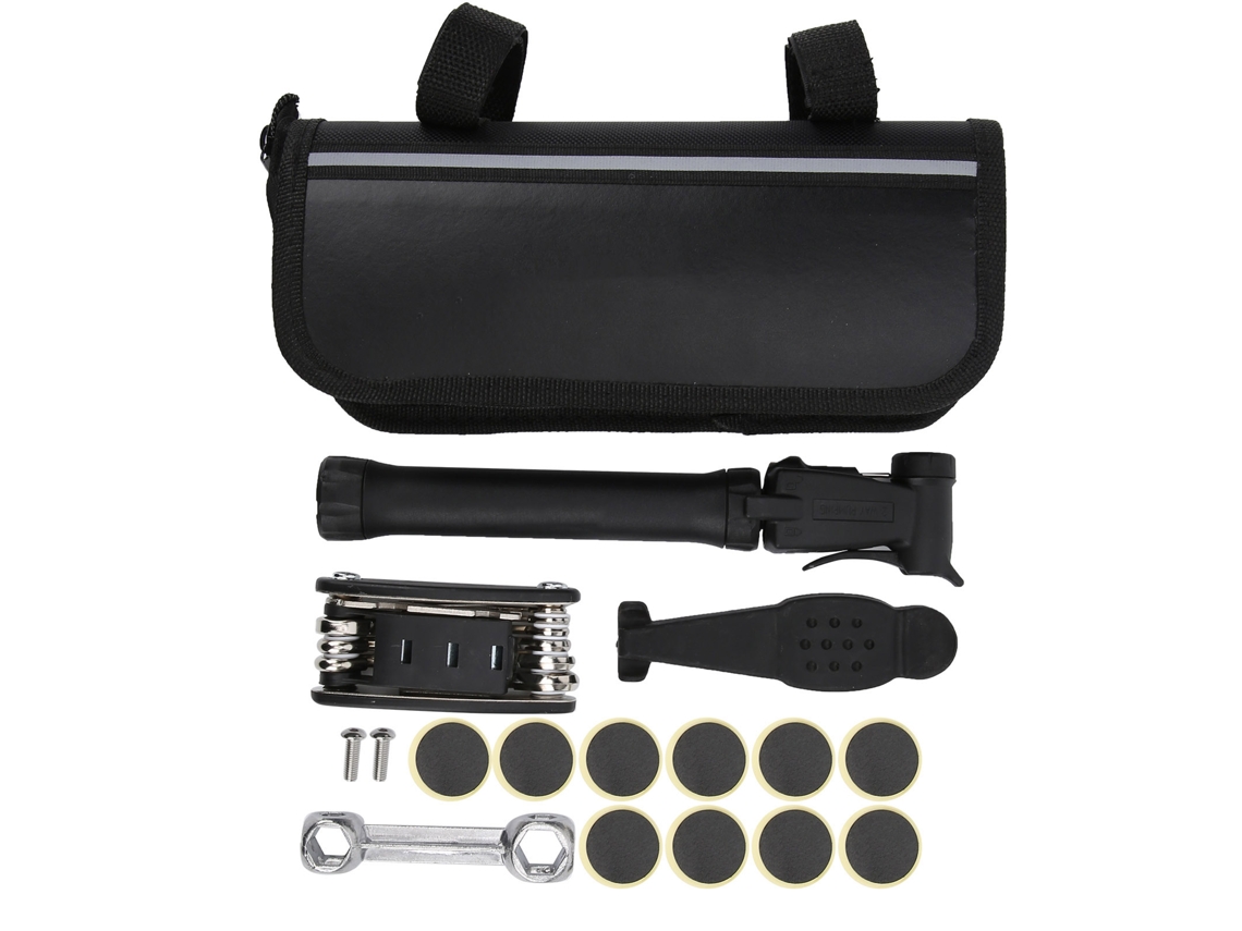 Kit De Reparación De Bicicletas Con Minibomba 16 En 1, Parches Sin Pegamento Y Llave De Palanca.