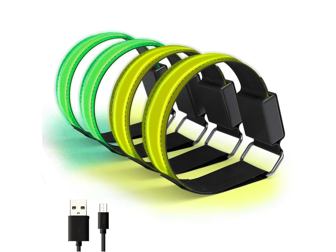 Juego De 4 Pulseras Led Recargables Con Usb, Banda Reflectante Ajustable, Para Correr, Ciclismo Y Deportes Al Aire Libre.