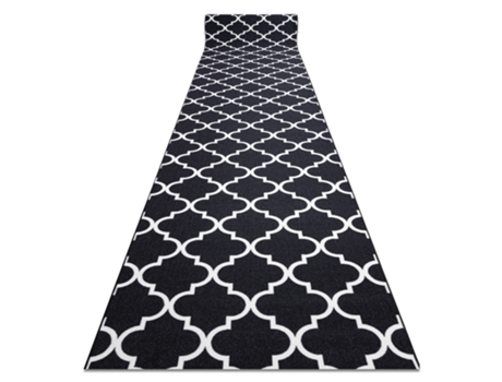 Alfombra de Pasillo con Refuerzo de Goma Enrejado Trébol Marroquí Negro Trellis 57 cm 30350