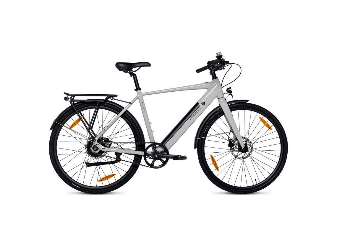 Bicicleta eléctrica urbana Flow E, transmisión automática por correa, motor Bafang de doble velocidad, batería de 36 V y 10,5 Ah, Moma Bikes