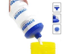 (azul) Caja De Almacenamiento De Proteína En Polvo Portátil De Múltiples Capas Con Embudo Y Asa, Hecha De Plástico Hermético Y Ecológico De Tamaño L.