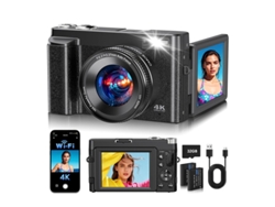 Cámara Compacta 4k Fotografía 64mp Regalo Para Principiantes (negro)